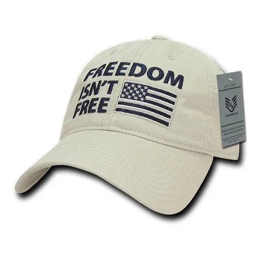 Freedom Isn't Free USA American Flag Washed Cotton Polo Baseball Dad Caps Hats