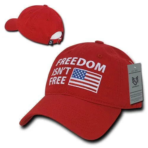 Freedom Isn't Free USA American Flag Washed Cotton Polo Baseball Dad Caps Hats