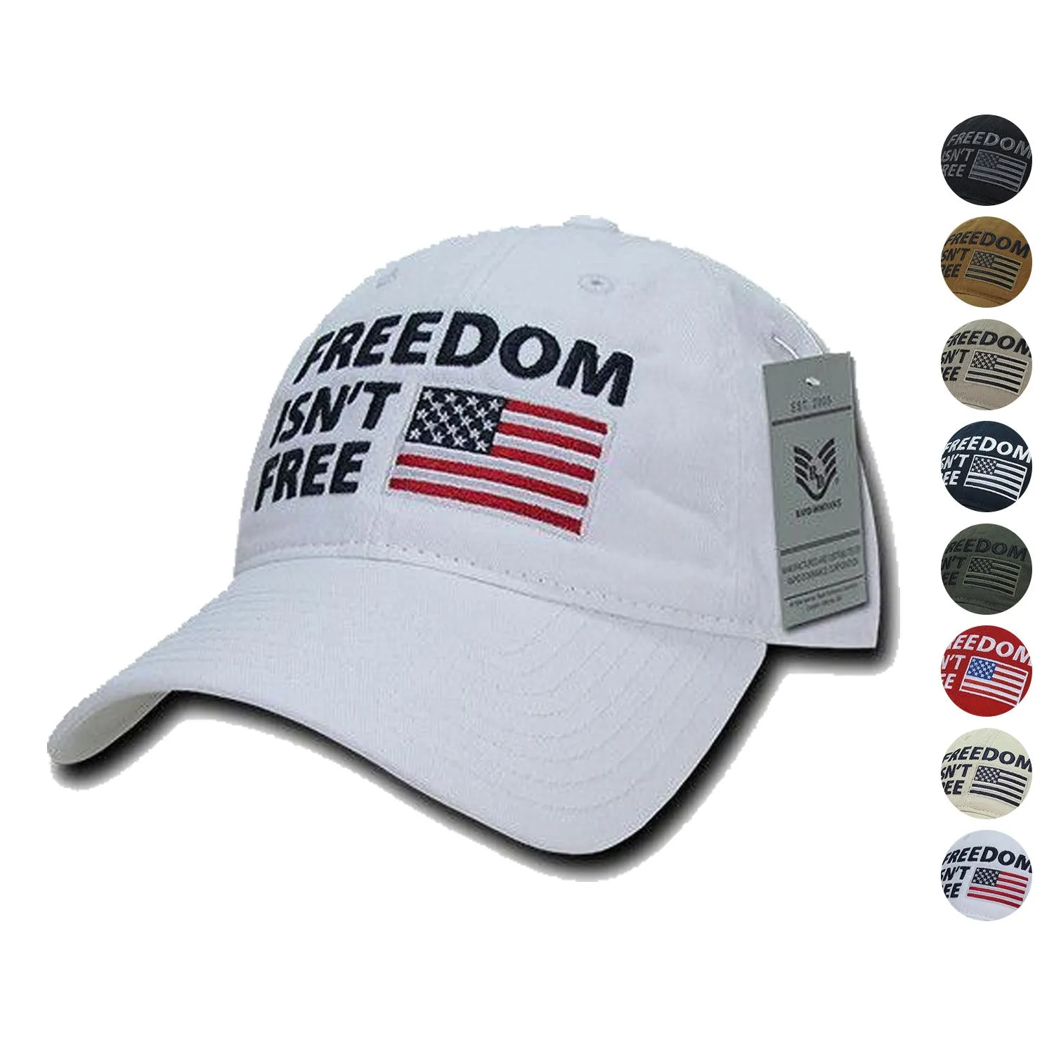 Freedom Isn't Free USA American Flag Washed Cotton Polo Baseball Dad Caps Hats