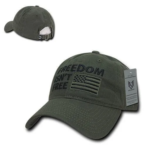 Freedom Isn't Free USA American Flag Washed Cotton Polo Baseball Dad Caps Hats