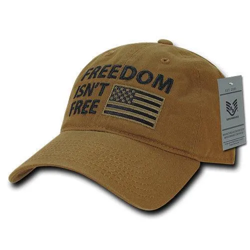 Freedom Isn't Free USA American Flag Washed Cotton Polo Baseball Dad Caps Hats