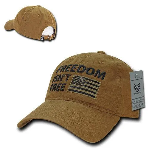 Freedom Isn't Free USA American Flag Washed Cotton Polo Baseball Dad Caps Hats