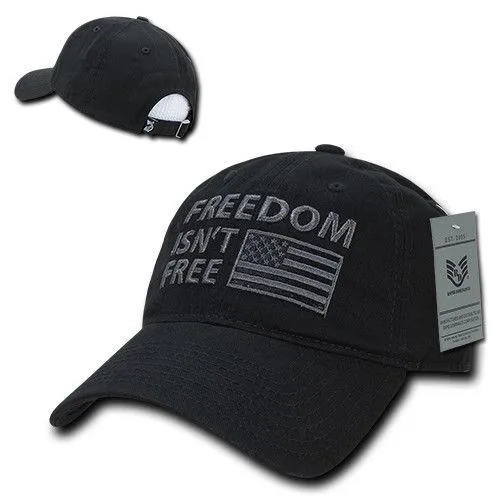 Freedom Isn't Free USA American Flag Washed Cotton Polo Baseball Dad Caps Hats