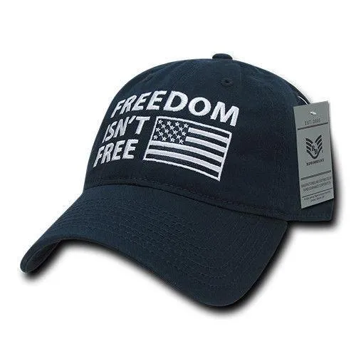 Freedom Isn't Free USA American Flag Washed Cotton Polo Baseball Dad Caps Hats