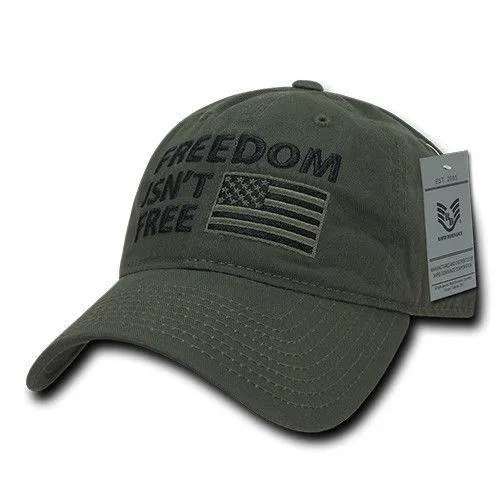 Freedom Isn't Free USA American Flag Washed Cotton Polo Baseball Dad Caps Hats