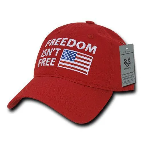 Freedom Isn't Free USA American Flag Washed Cotton Polo Baseball Dad Caps Hats