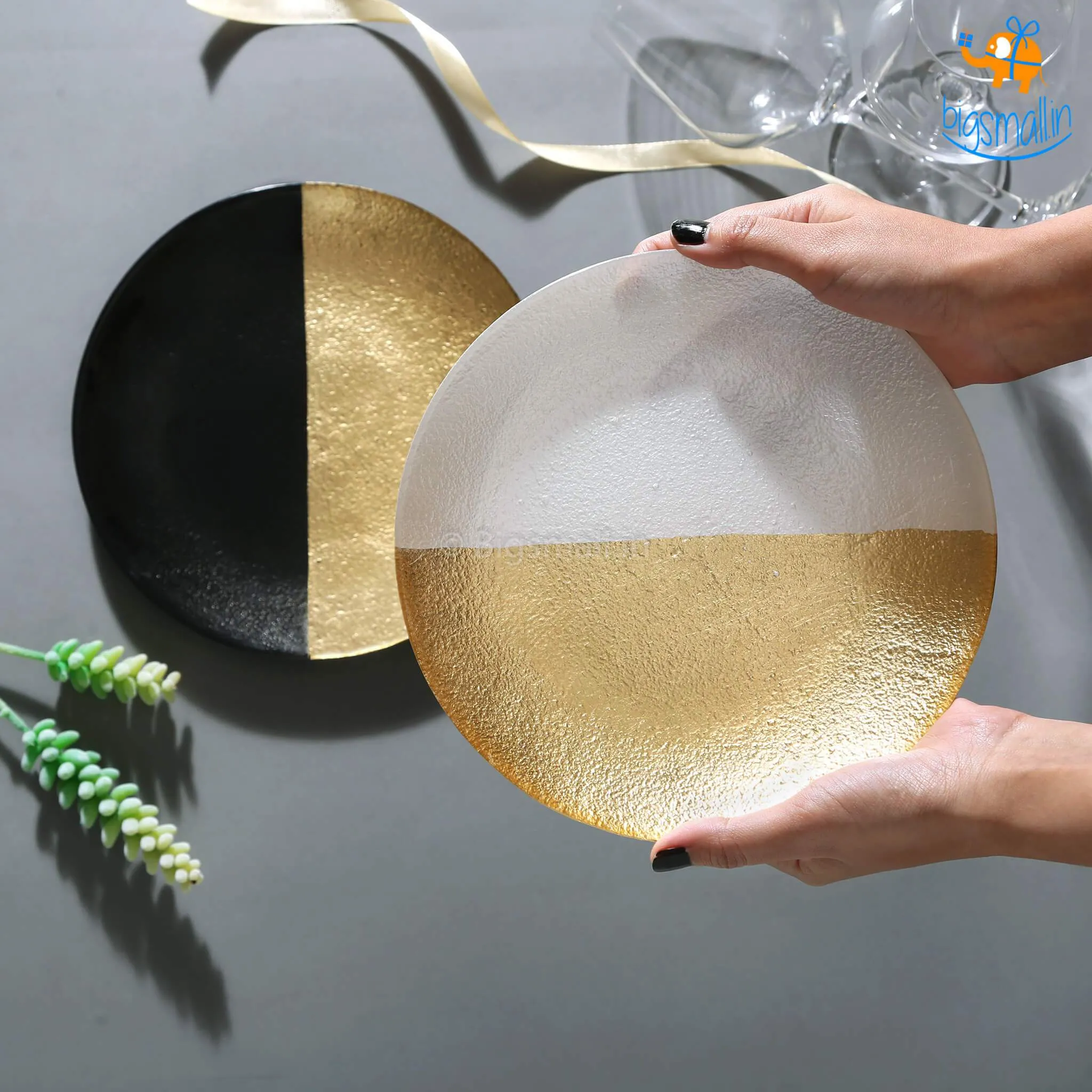 Golden Shimmer Artisan Plates