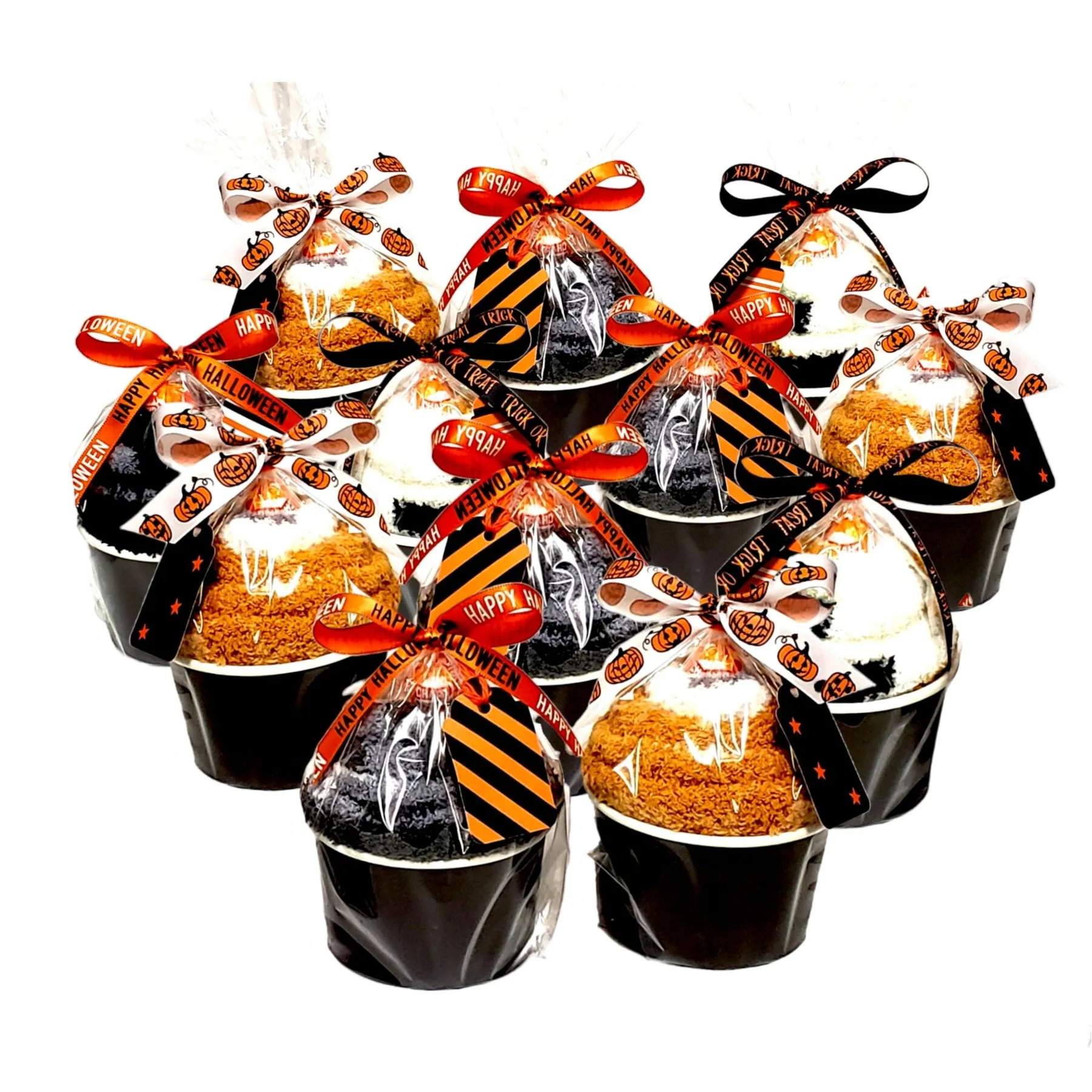 Halloween gift favors with printed ribbon