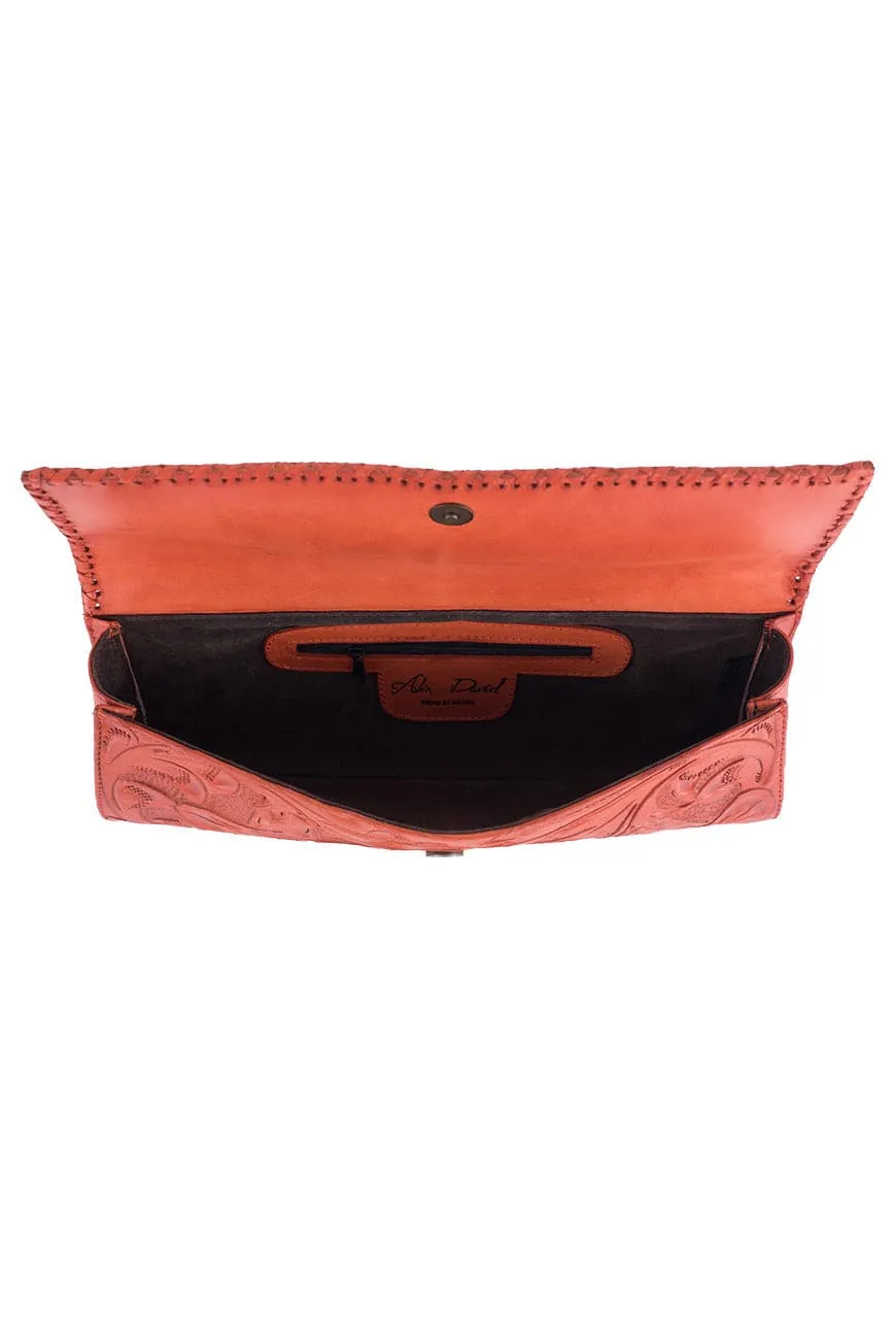 Hide and Chic Sofia Tooled Clutch