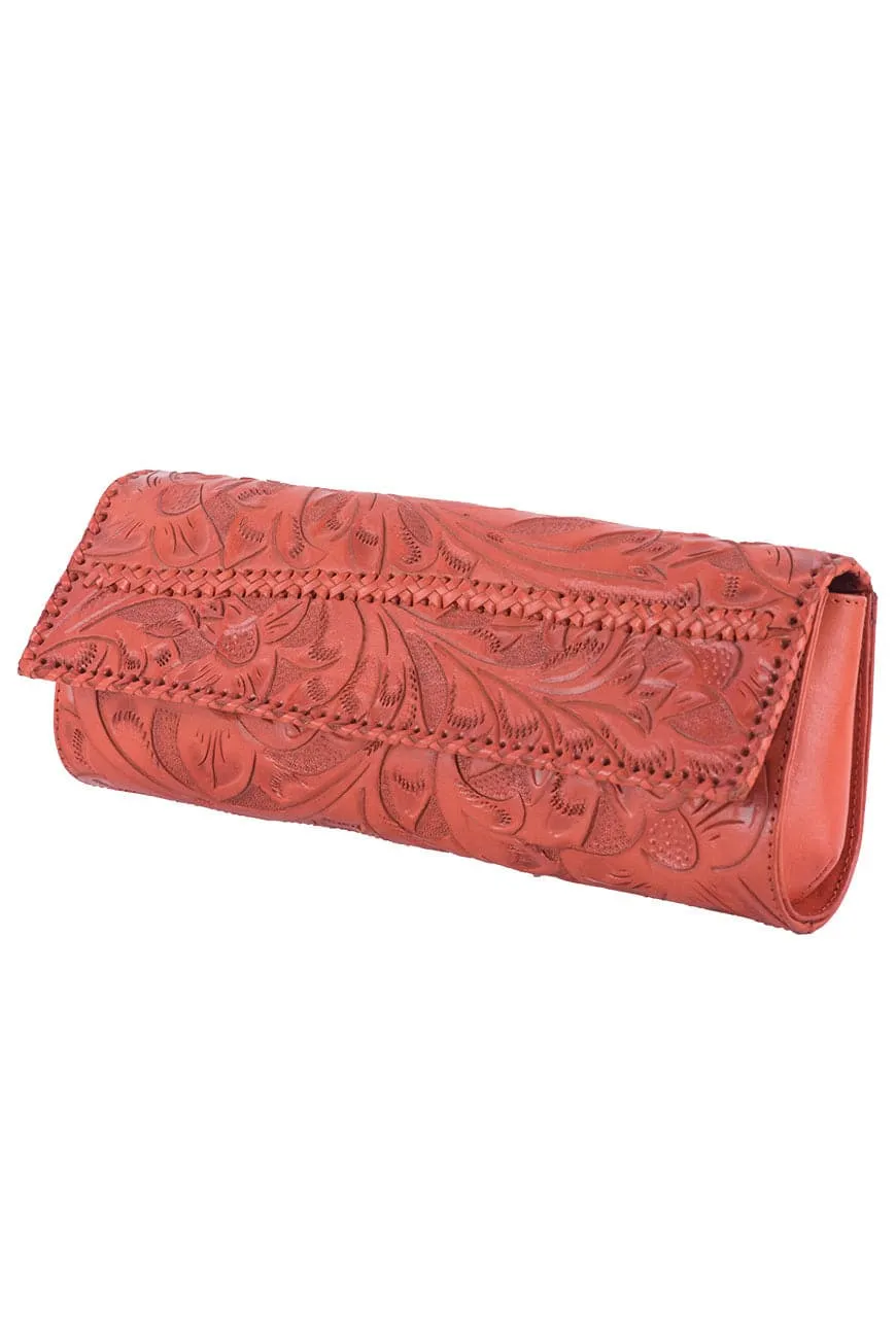 Hide and Chic Sofia Tooled Clutch