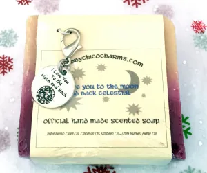 I Love You To The Moon And Back Celestial Hand Made Soap With Bonus Zipper Pull