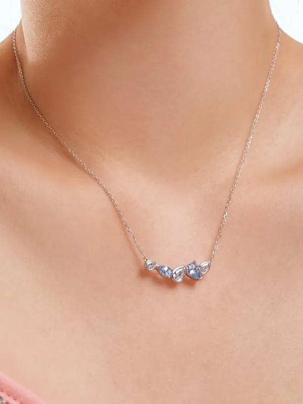 Irregular Pear Shape Zircon Necklace,  Hypoallergenic Tarnish Free 925 Sterling Silver Necklace