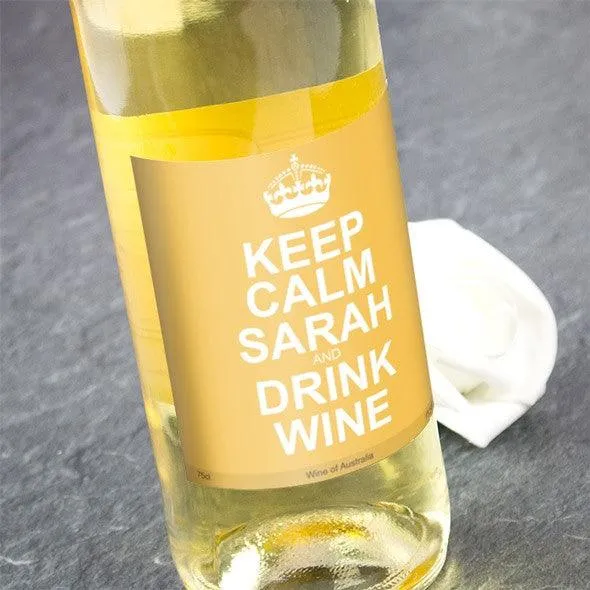 Keep Calm White Wine Personalised