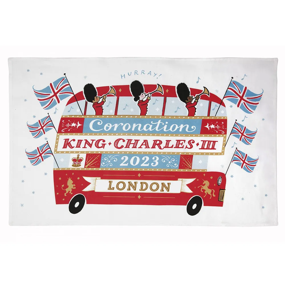 King Charles III "Coronation Bus" Tea Towel