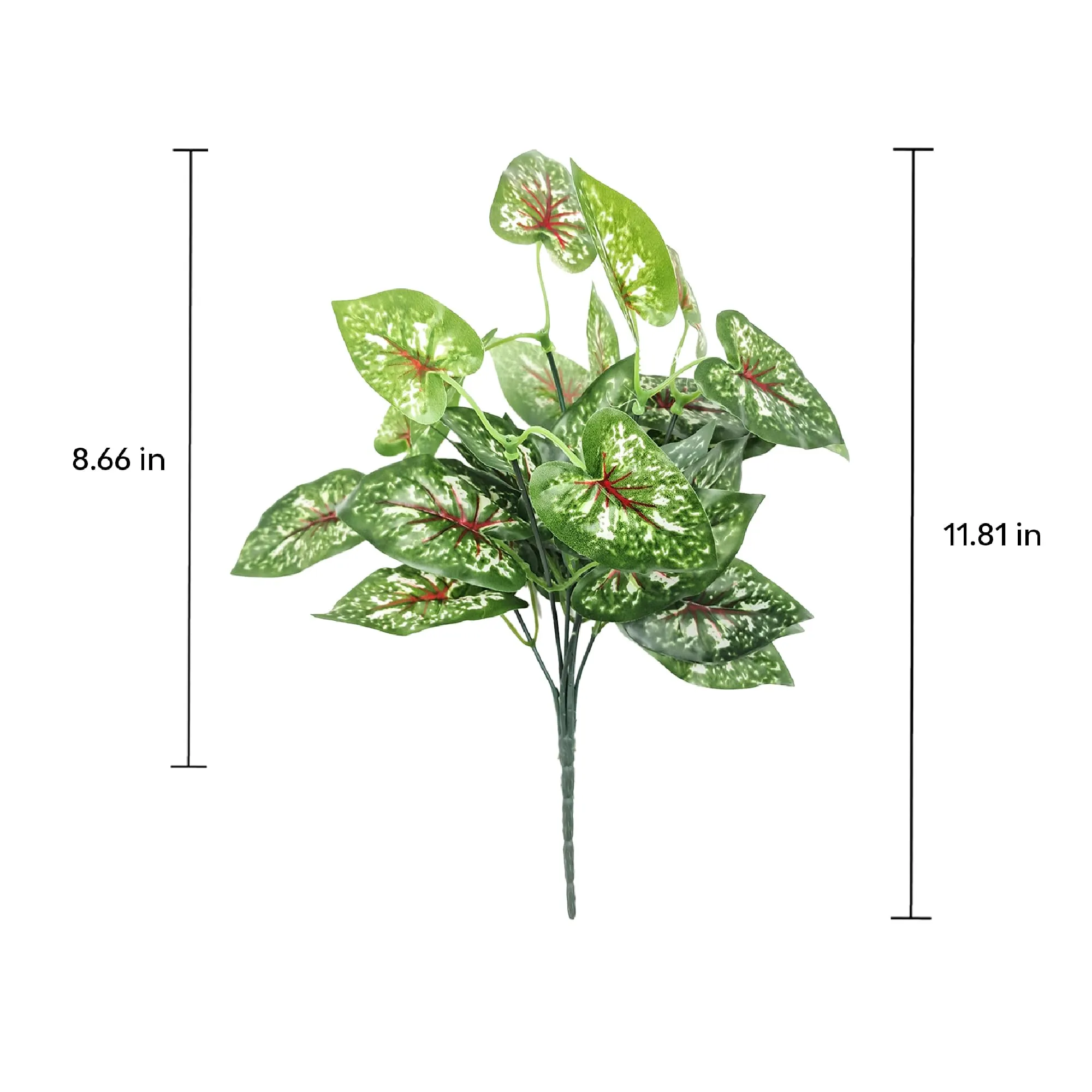 Kraft Seeds by 10CLUB Artificial Plants | Plastic Fiddle Plant Green Leaves | Large | 12 Stems | (Vase not Included)