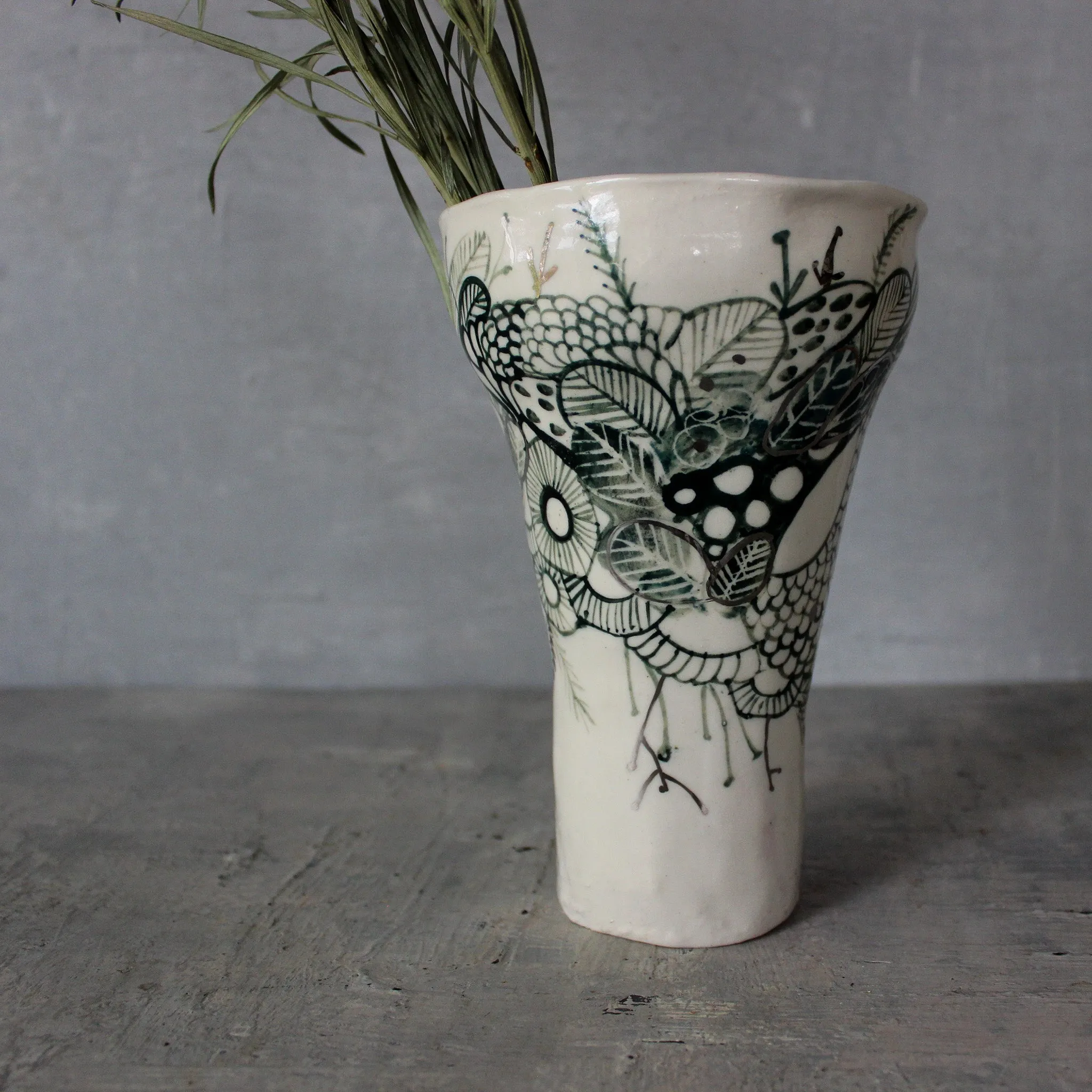 Large Painted Detail Vase