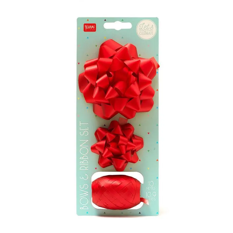 Legami Gift Bow & Ribbon Set - Red