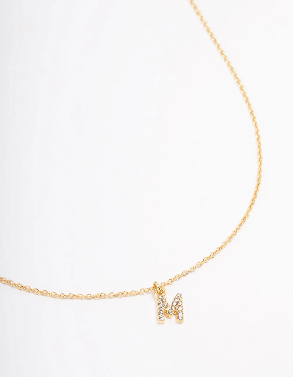 Letter M Gold Plated Initial Pendant Necklace