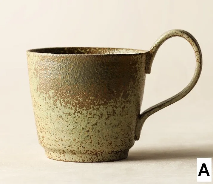 Modern Handmade Pottery Coffee Cup, Creative Brown Green Blue Ceramic Coffee Mugs, Large Unique Tea Cup, Large Capacity Coffee Cups