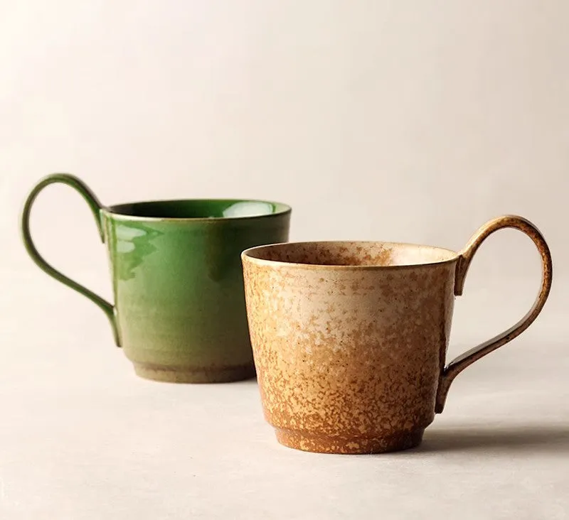 Modern Handmade Pottery Coffee Cup, Creative Brown Green Blue Ceramic Coffee Mugs, Large Unique Tea Cup, Large Capacity Coffee Cups