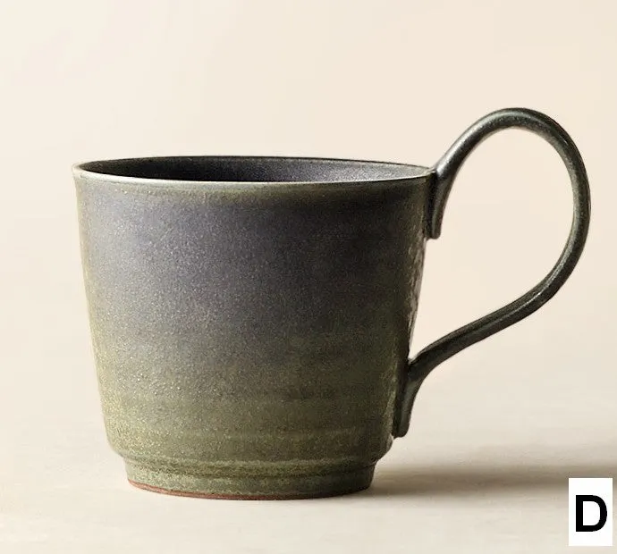 Modern Handmade Pottery Coffee Cup, Creative Brown Green Blue Ceramic Coffee Mugs, Large Unique Tea Cup, Large Capacity Coffee Cups