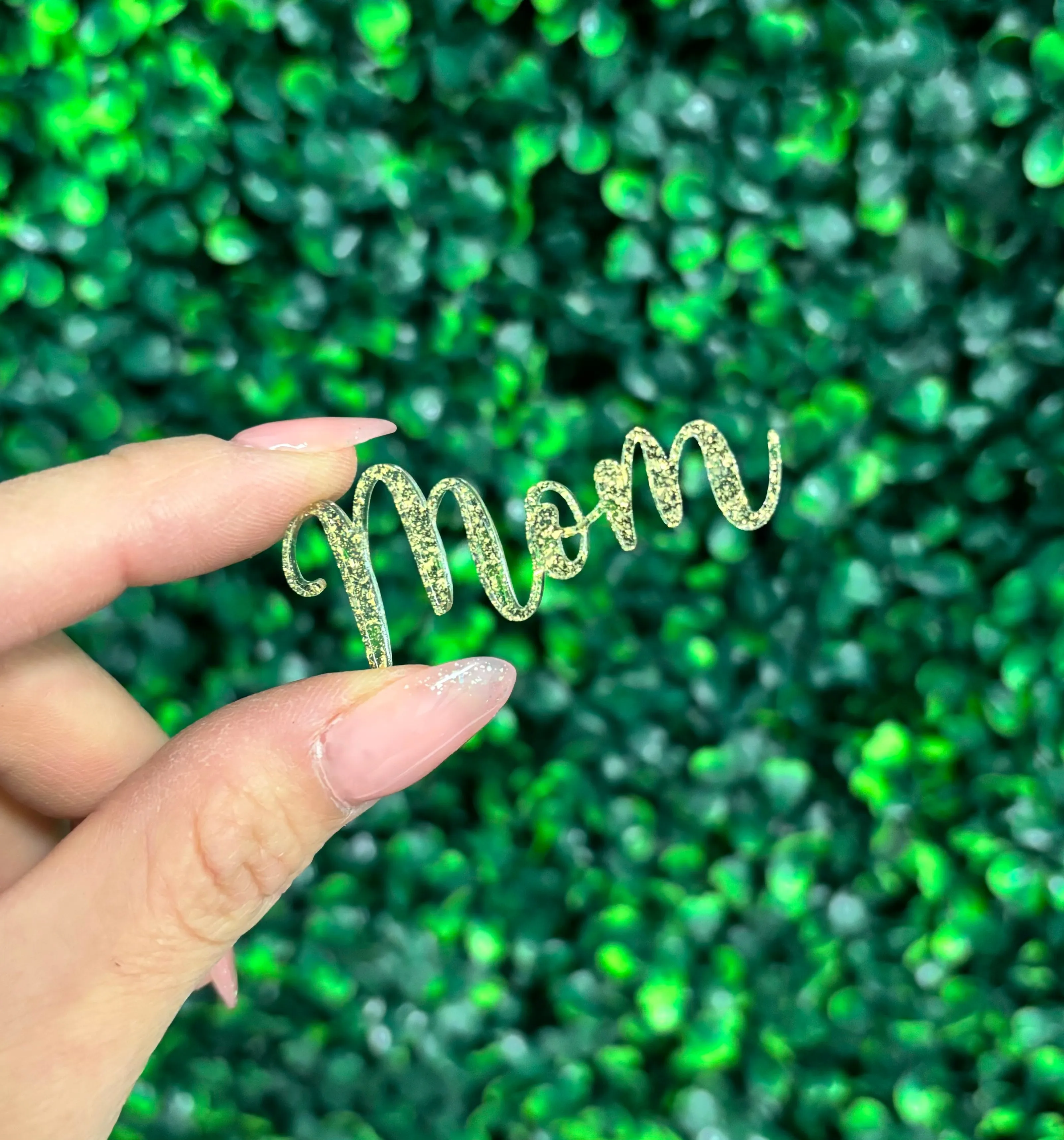 Mom Glitter Acrylic Charm