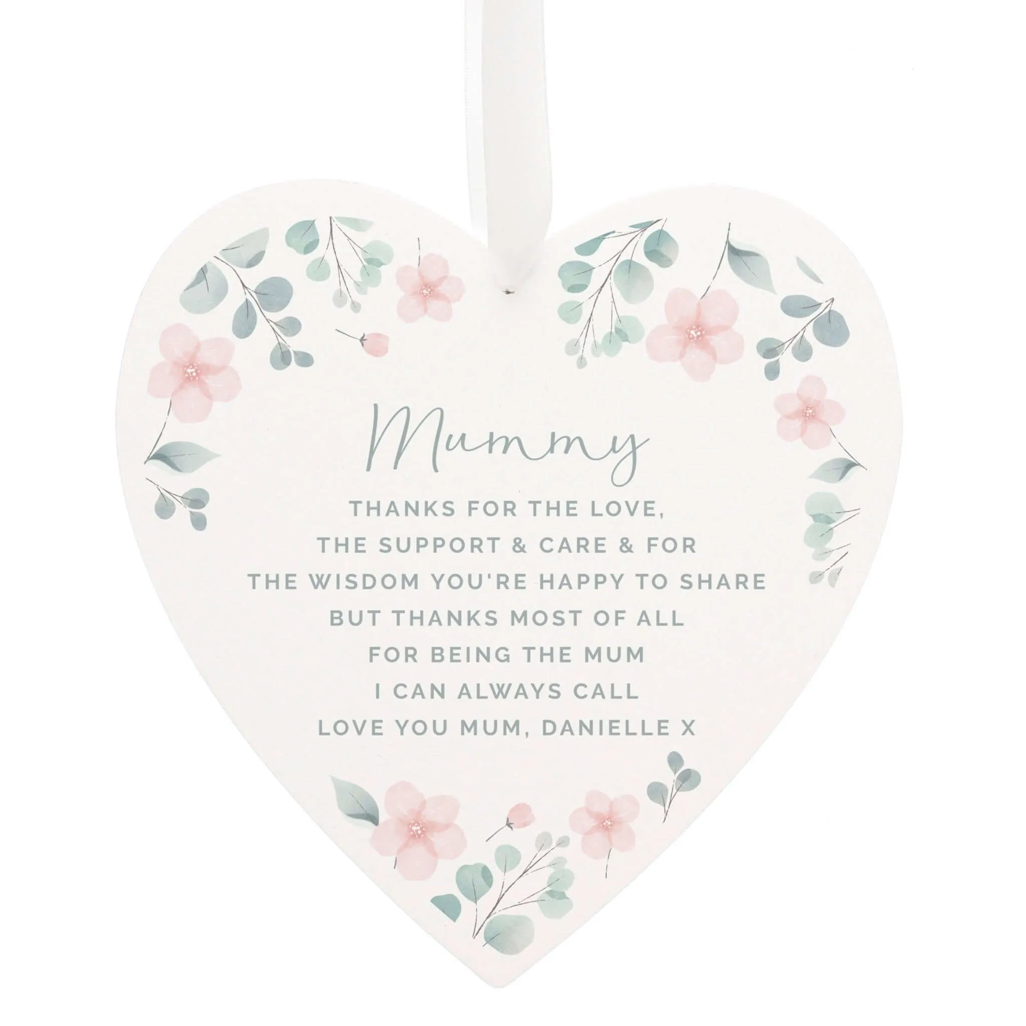 Personalised Floral Wooden Heart Decoration