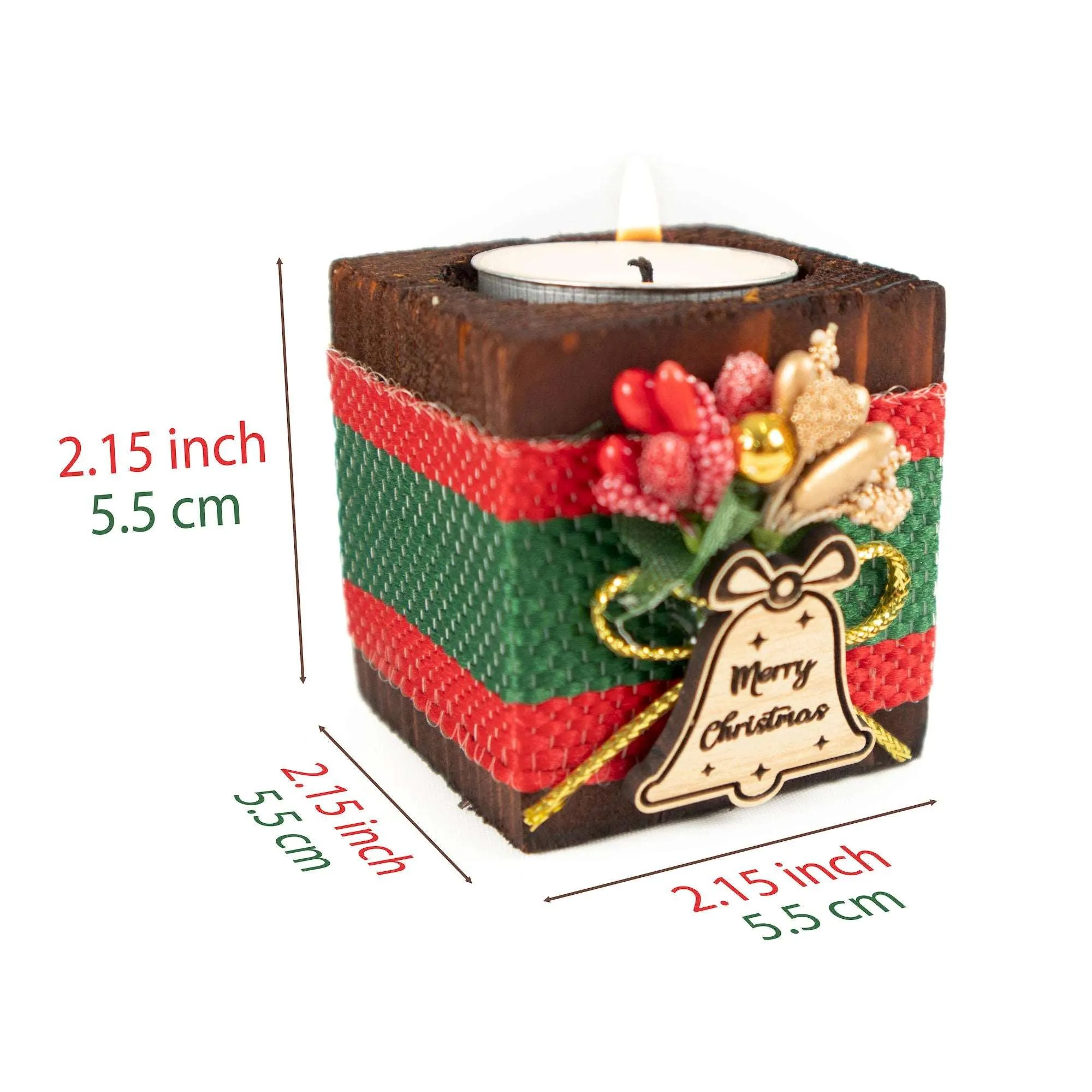 Personalized Christmas New Year Noel Gift Favor Wooden Tealight Holder