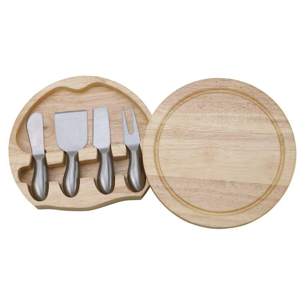 Personalized Round Cheeseboard & Cheese Knives Set