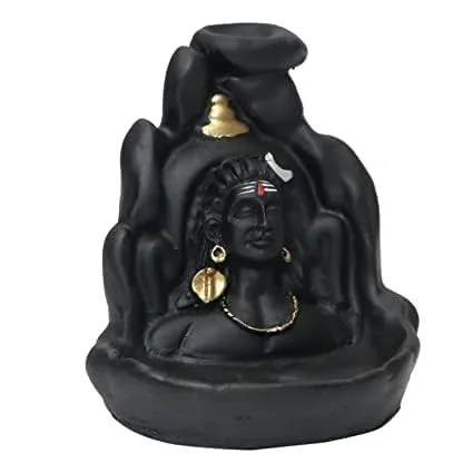 POPSY Idol (ऊं शिव अभिषेक) Mahadev Shiv ji Adiyogi Backflow Incense Burner Lord Shiva Backflow Incense Burner Waterfall Smoke Fountain for Home Decor with Free of 10 Backflow Cones/Dhoop (Shiv_Smoke)