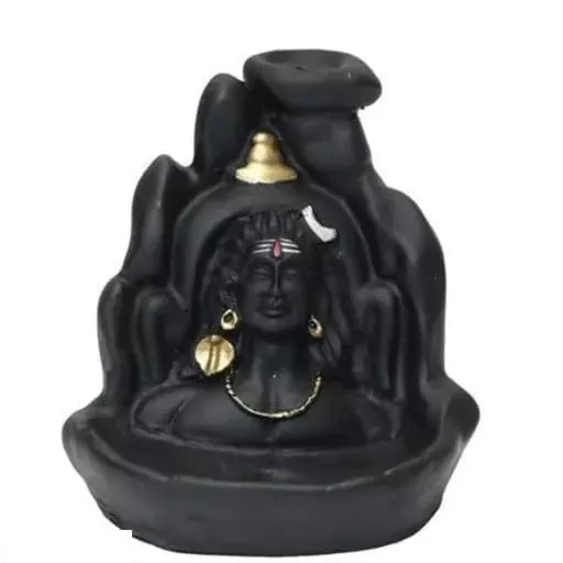 POPSY Idol (ऊं शिव अभिषेक) Mahadev Shiv ji Adiyogi Backflow Incense Burner Lord Shiva Backflow Incense Burner Waterfall Smoke Fountain for Home Decor with Free of 10 Backflow Cones/Dhoop (Shiv_Smoke)