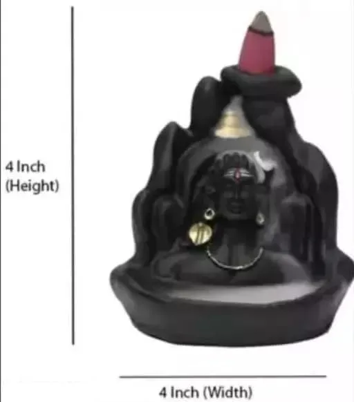 POPSY Idol (ऊं शिव अभिषेक) Mahadev Shiv ji Adiyogi Backflow Incense Burner Lord Shiva Backflow Incense Burner Waterfall Smoke Fountain for Home Decor with Free of 10 Backflow Cones/Dhoop (Shiv_Smoke)