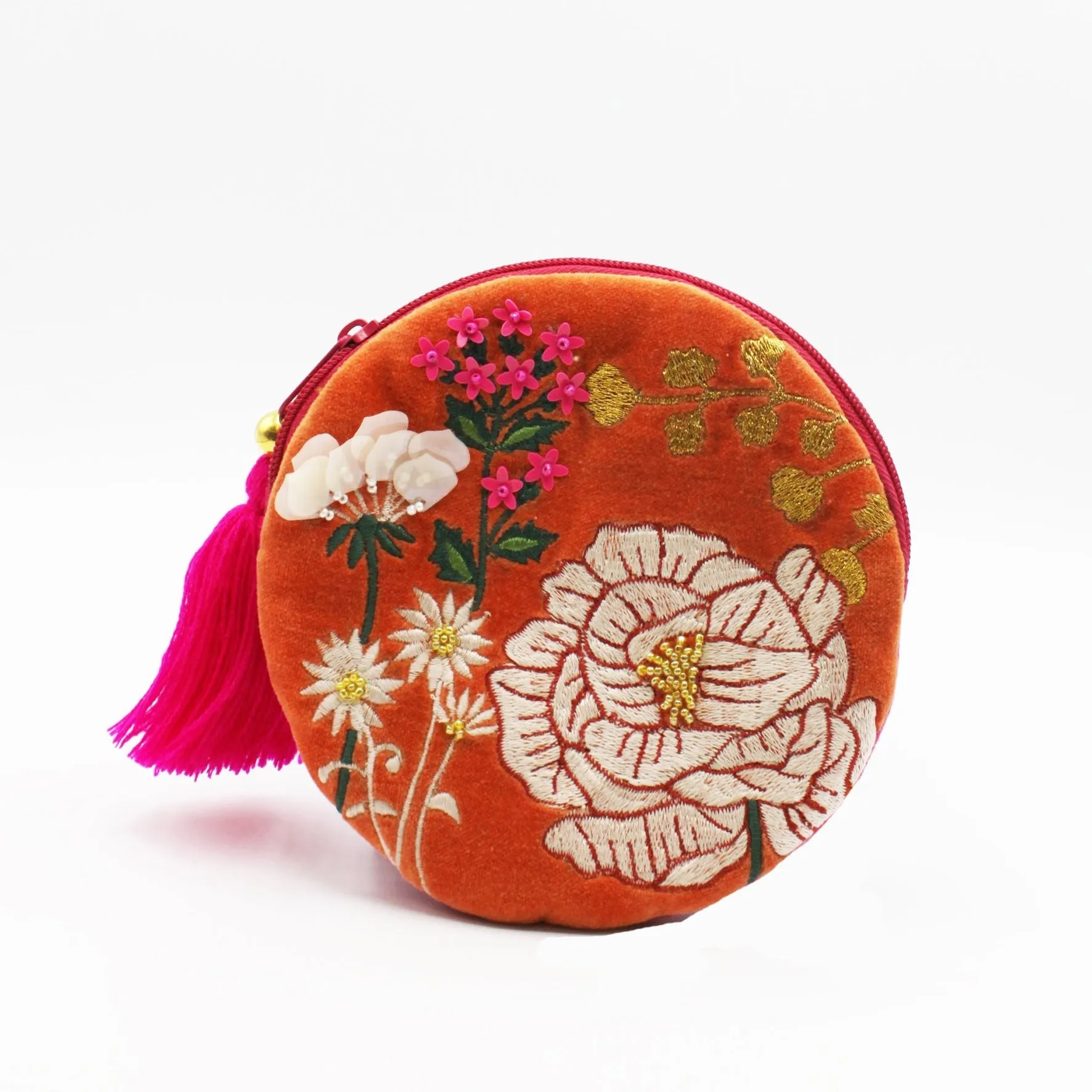 Posy Orange Round Purse