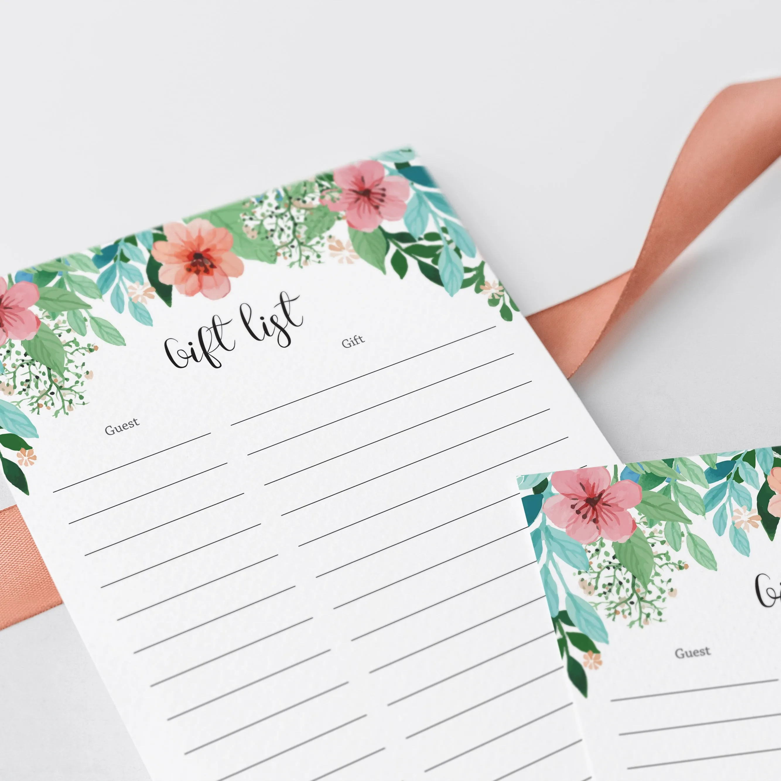 Printable Gift List for Floral Party