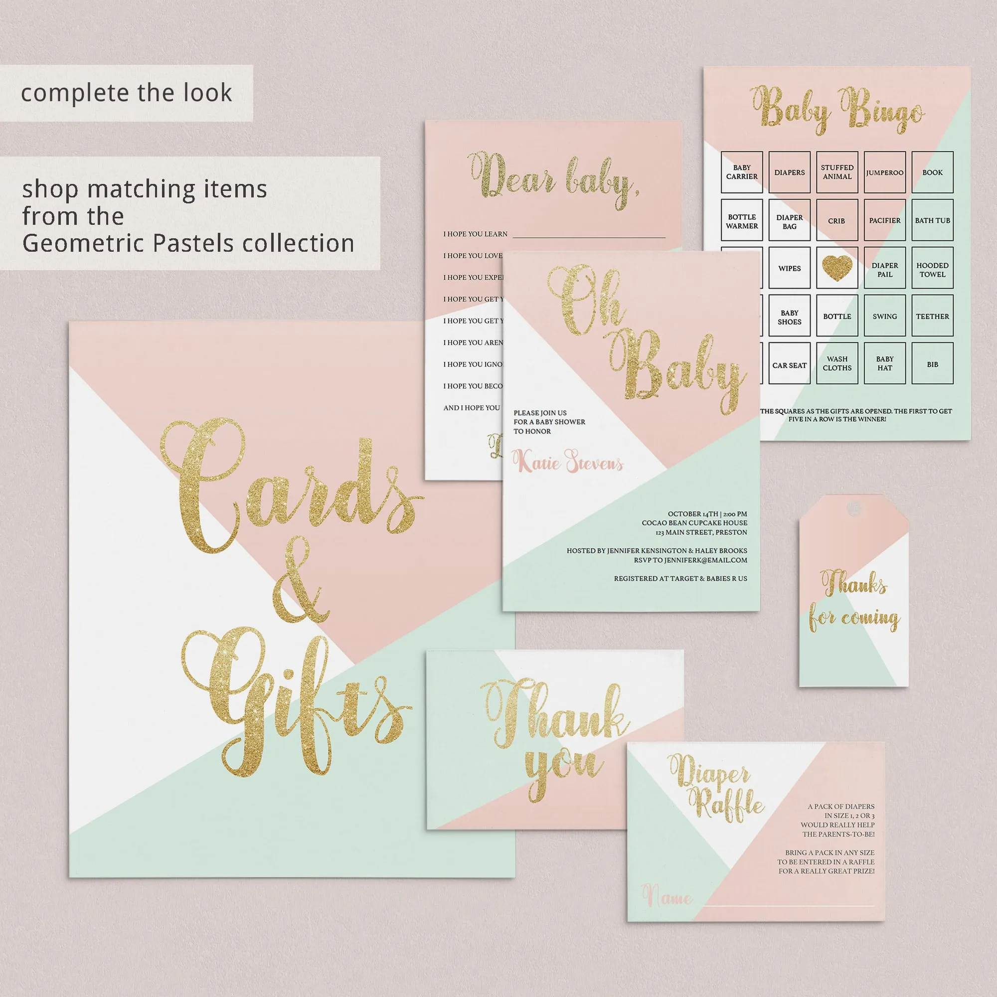 Printable Gift List for Pink and Gold Party