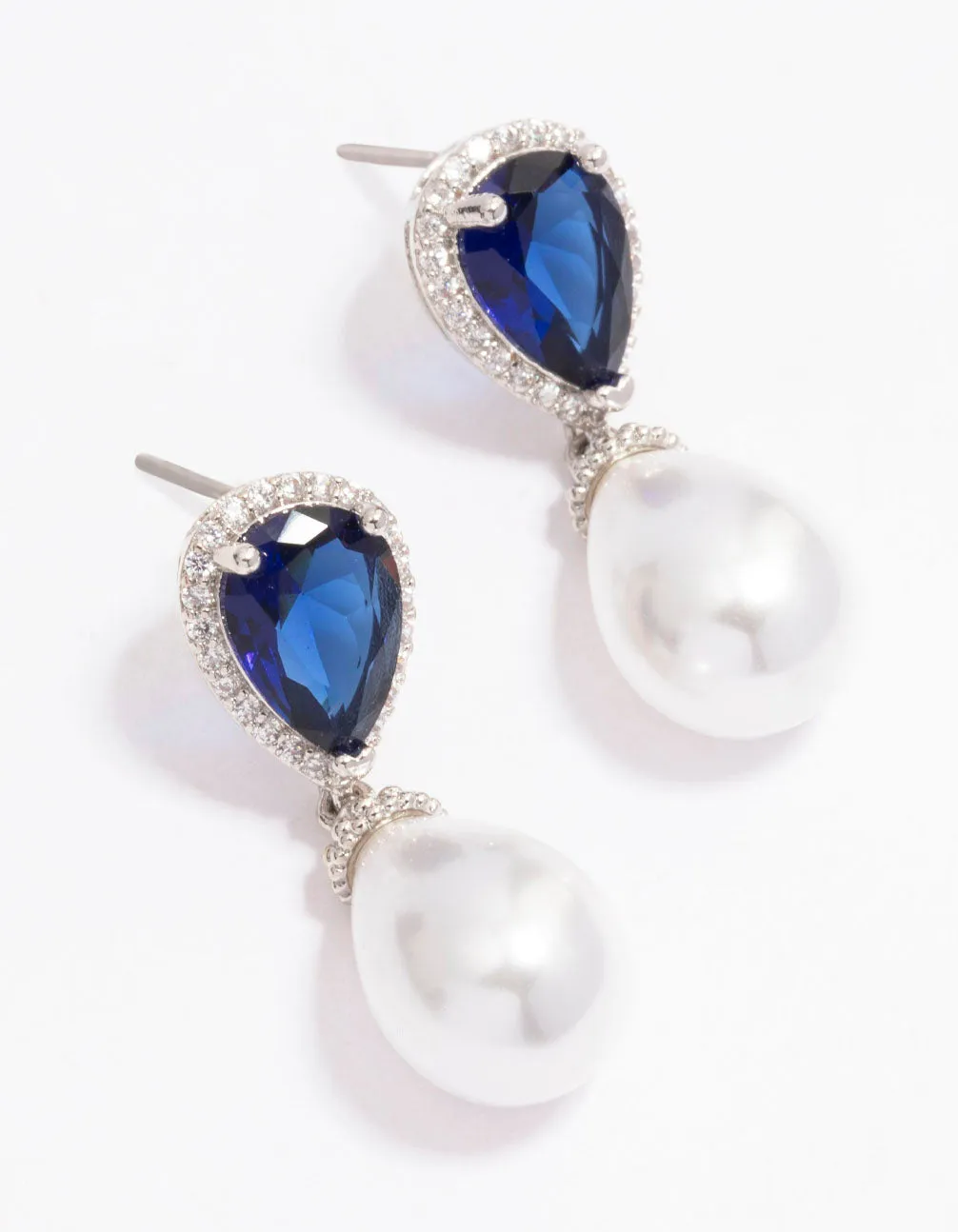 Rhodium & Pearl Drop Earrings