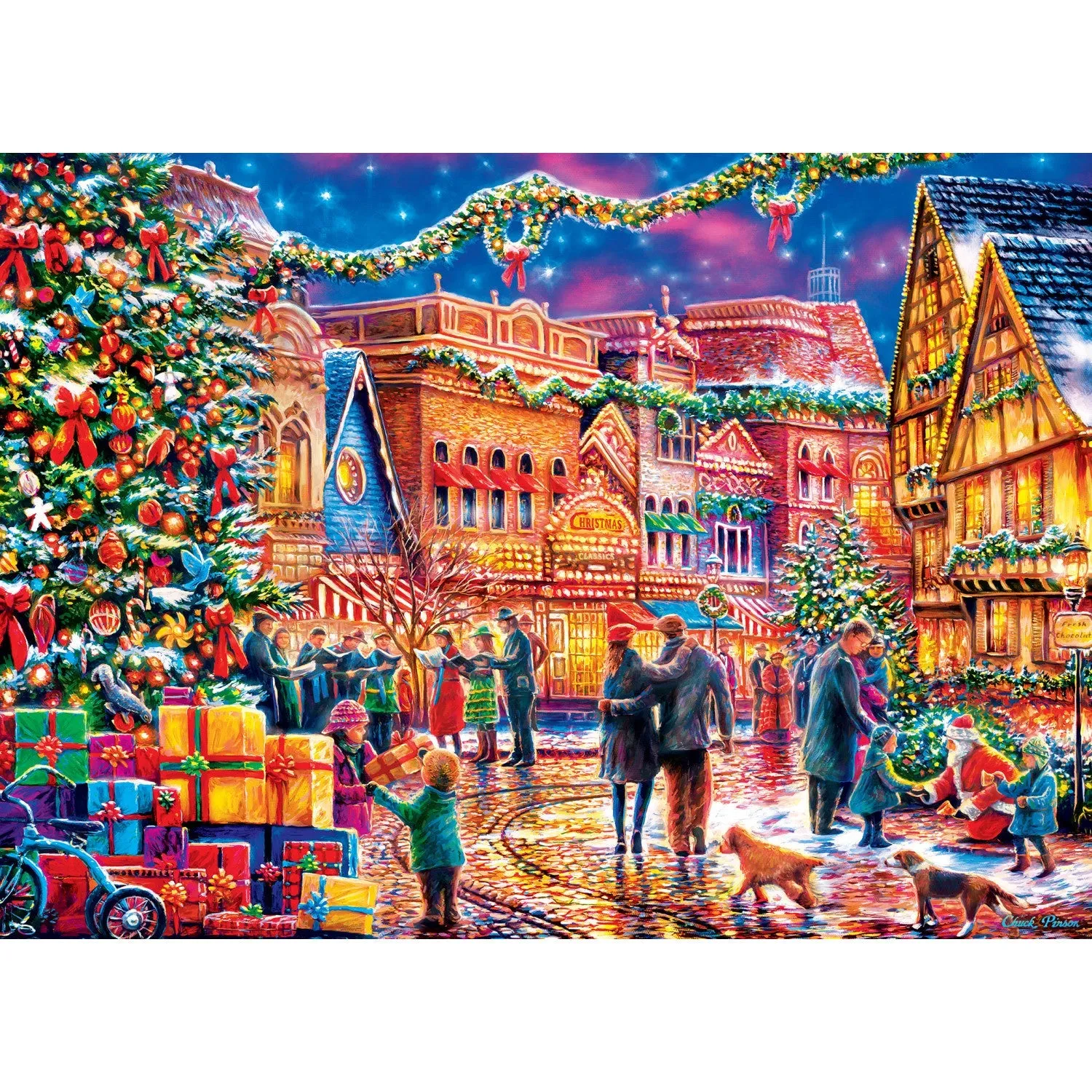 Season's Greetings - Village Square 1000 Piece Jigsaw Puzzle