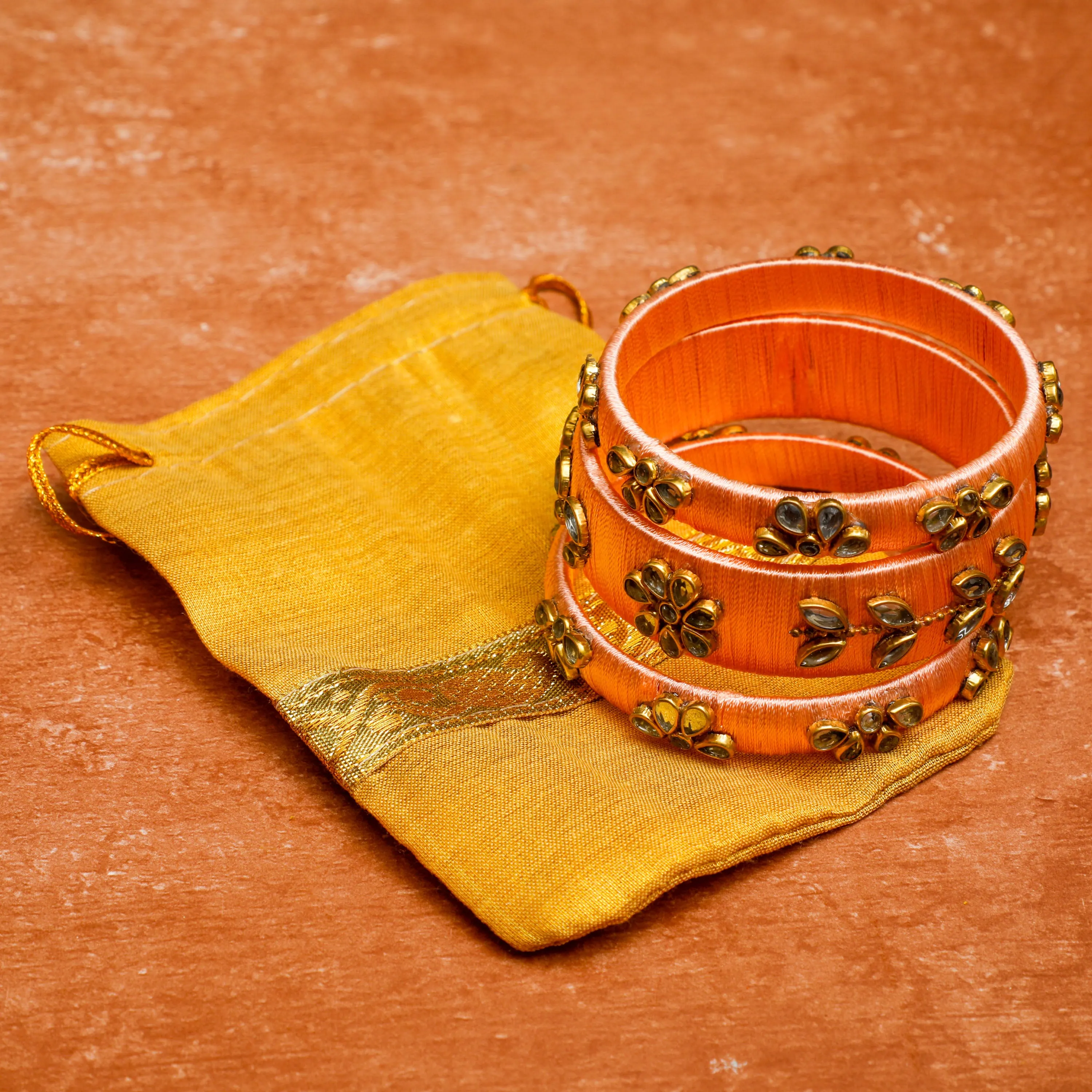 Silk Thread Kundan Bangles