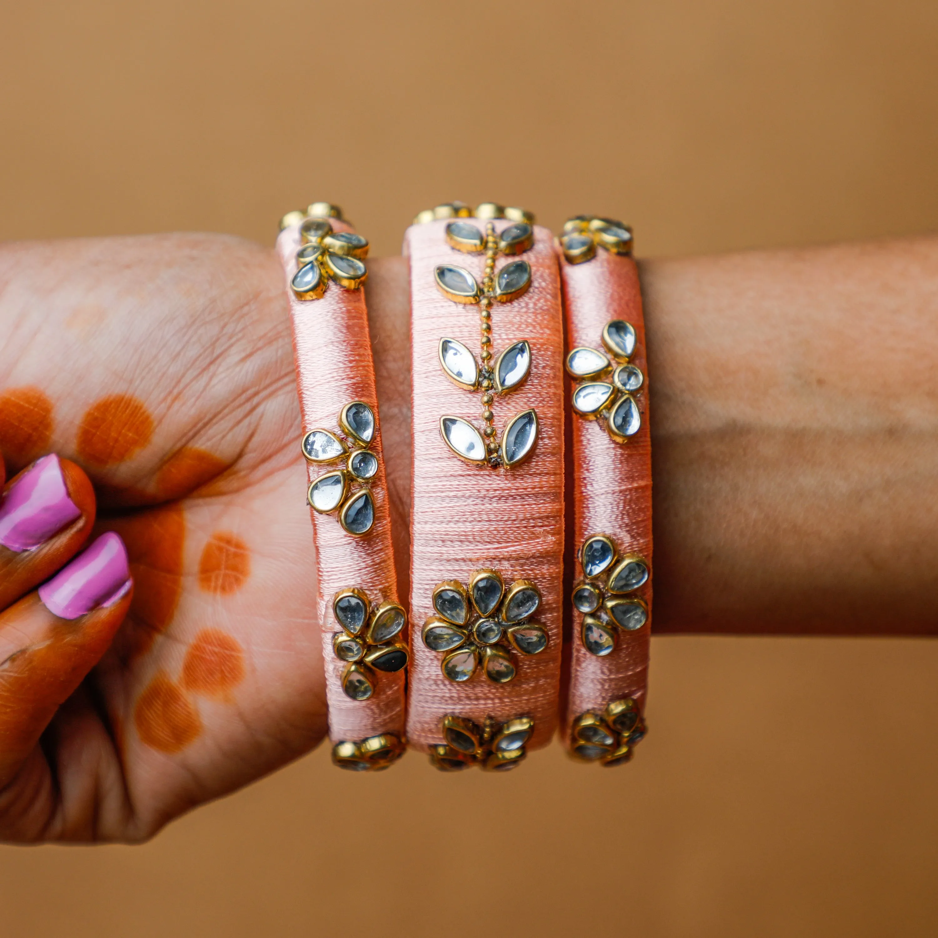 Silk Thread Kundan Bangles