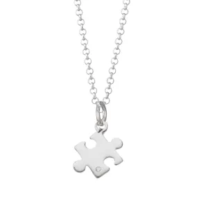 Silver and Diamond Jigsaw Necklace