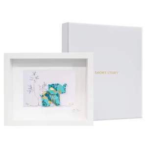 Small White Frame Happy Elephant Blue