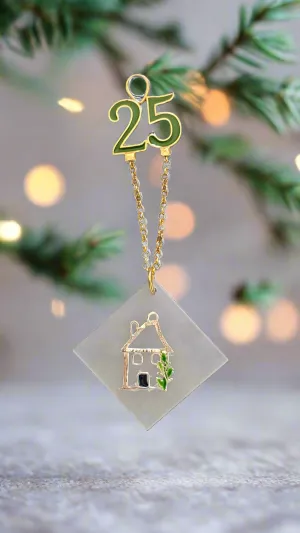 Sterling silver charm on plexiglass - House