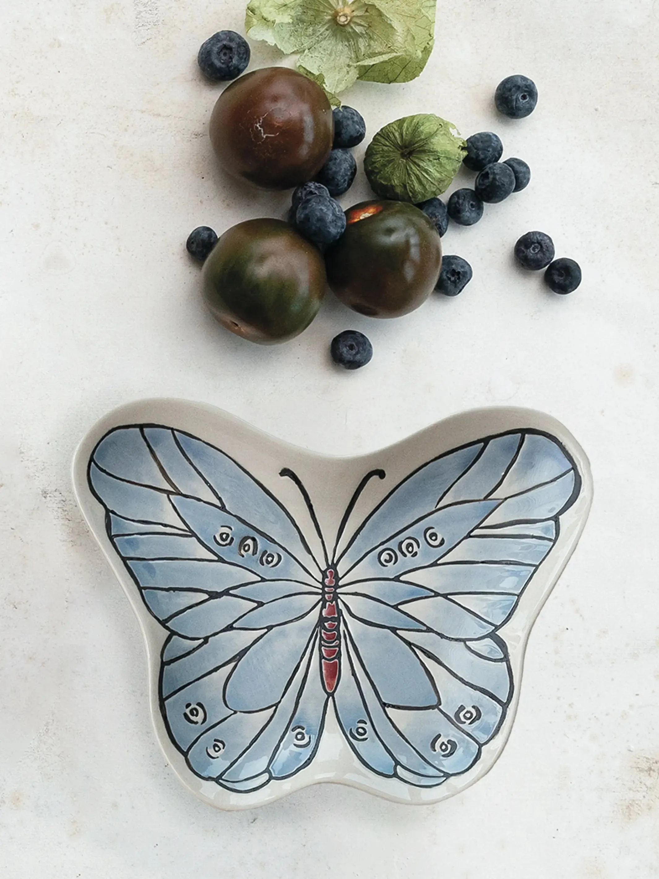 Stoneware 12" Butterfly Plate