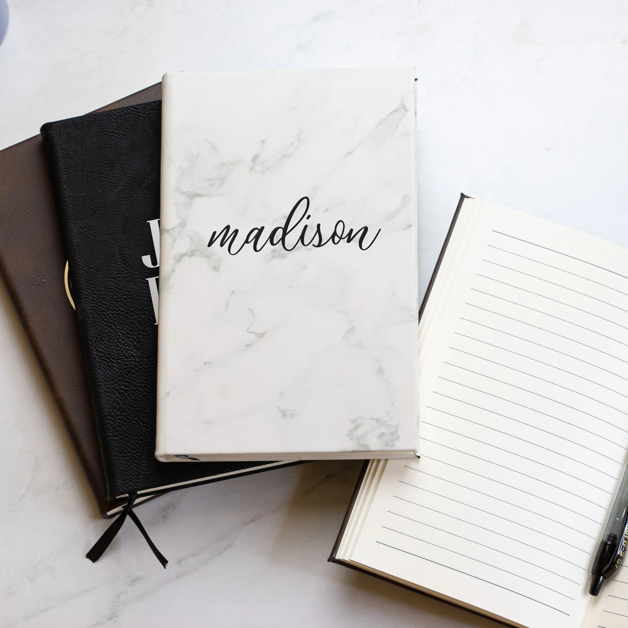 The Rest is Still Unwritten Leatherette Journal - White Marble