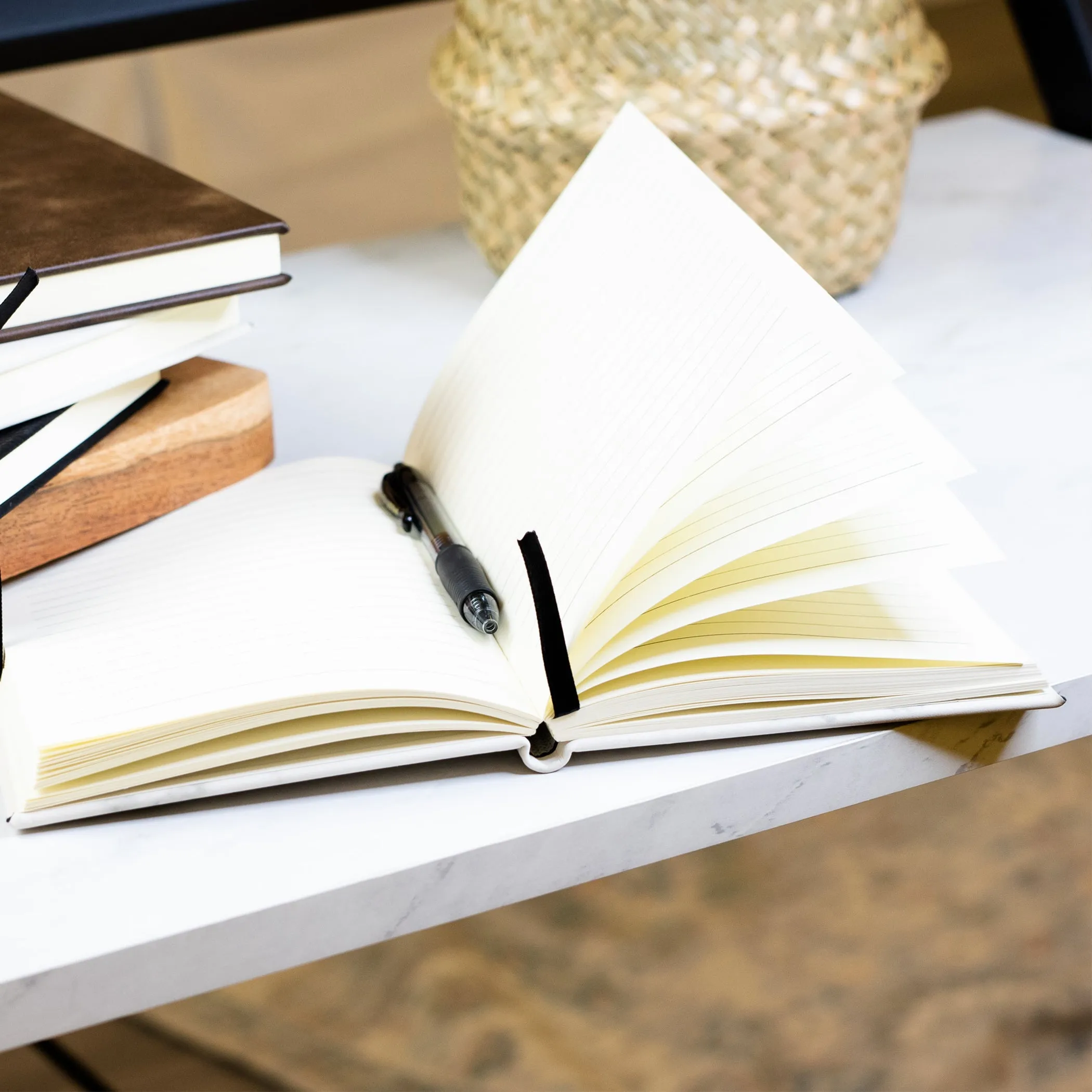 The Rest is Still Unwritten Leatherette Journal - White Marble