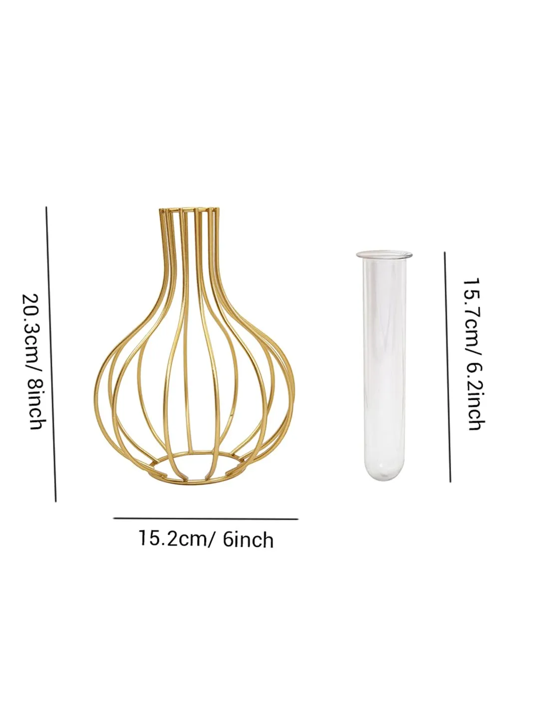 TIED RIBBONS 1 Pcs Propagation Station with Metal holder Glass Test Tube Flower Pot Vase for Home Decor Office Living Room Bedroom Dinning Table Gift Decoration Items (Gold, 20.3 cm x 15.2 cm)