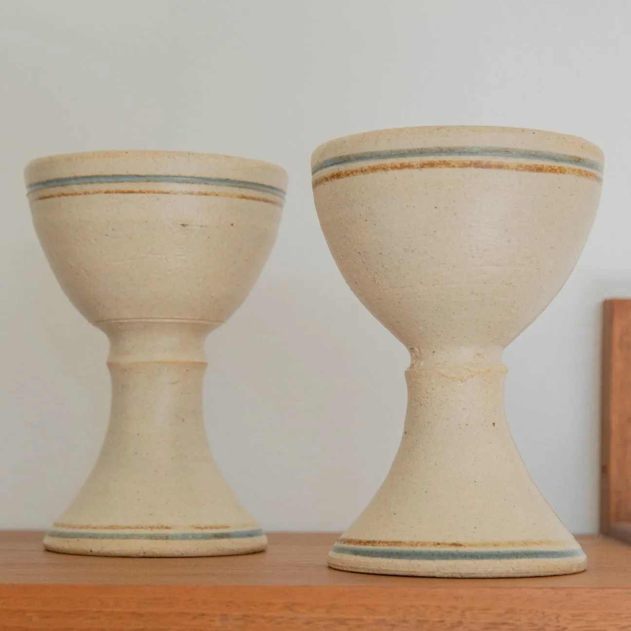 Vintage Stoneware Wine Goblets (Set of 2)