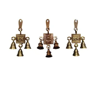 Vyomika Decor Brass Shubh Lakshmi Labh Hanging Decorative Bells|Home Decor Item/Best House Warming Gift/Home Decorative/Relegious Diwali Decorative Gift|Feng Shui Bells