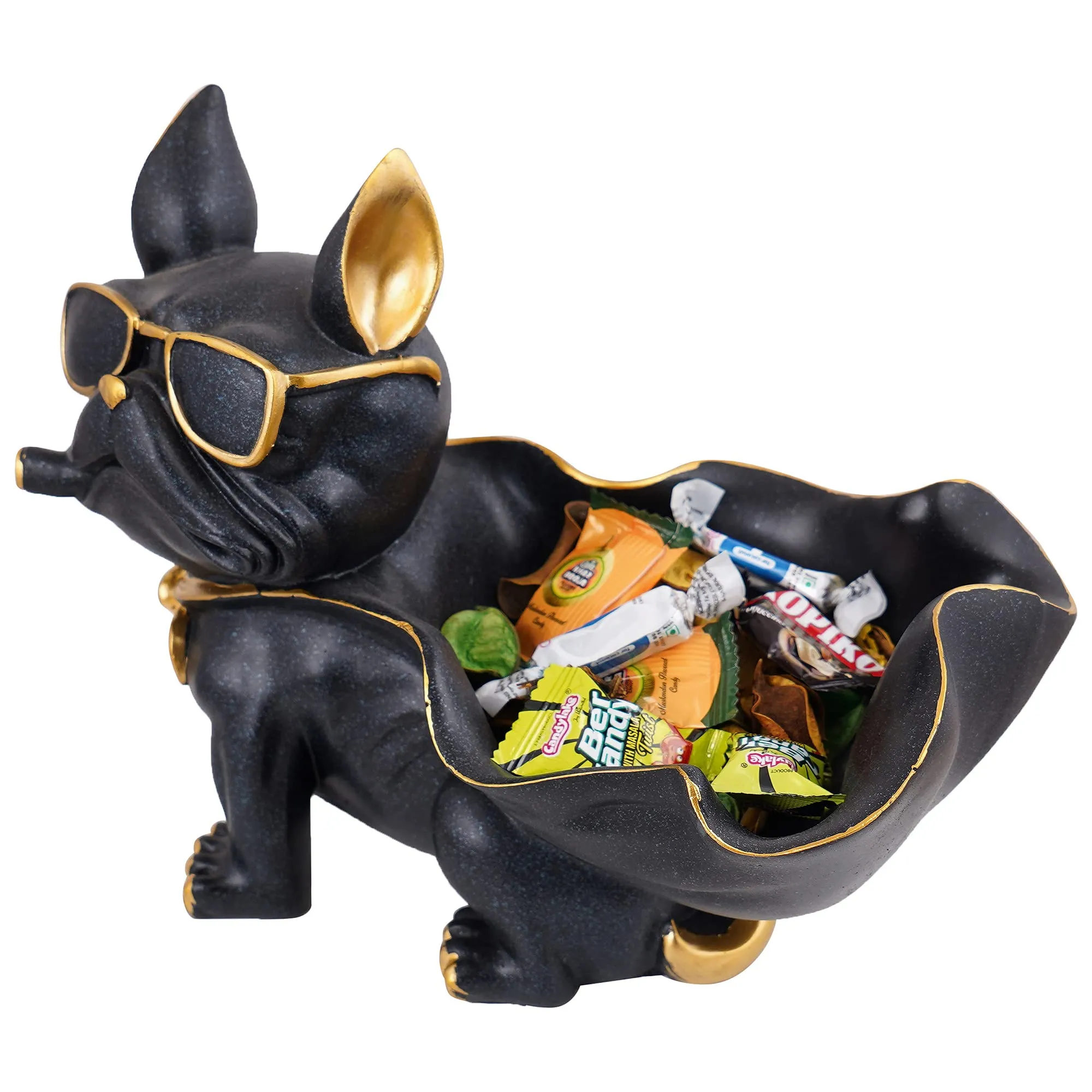 zart Dog Showpiece for Home Decor showpiece (7.5 inch)(Resin, Black)