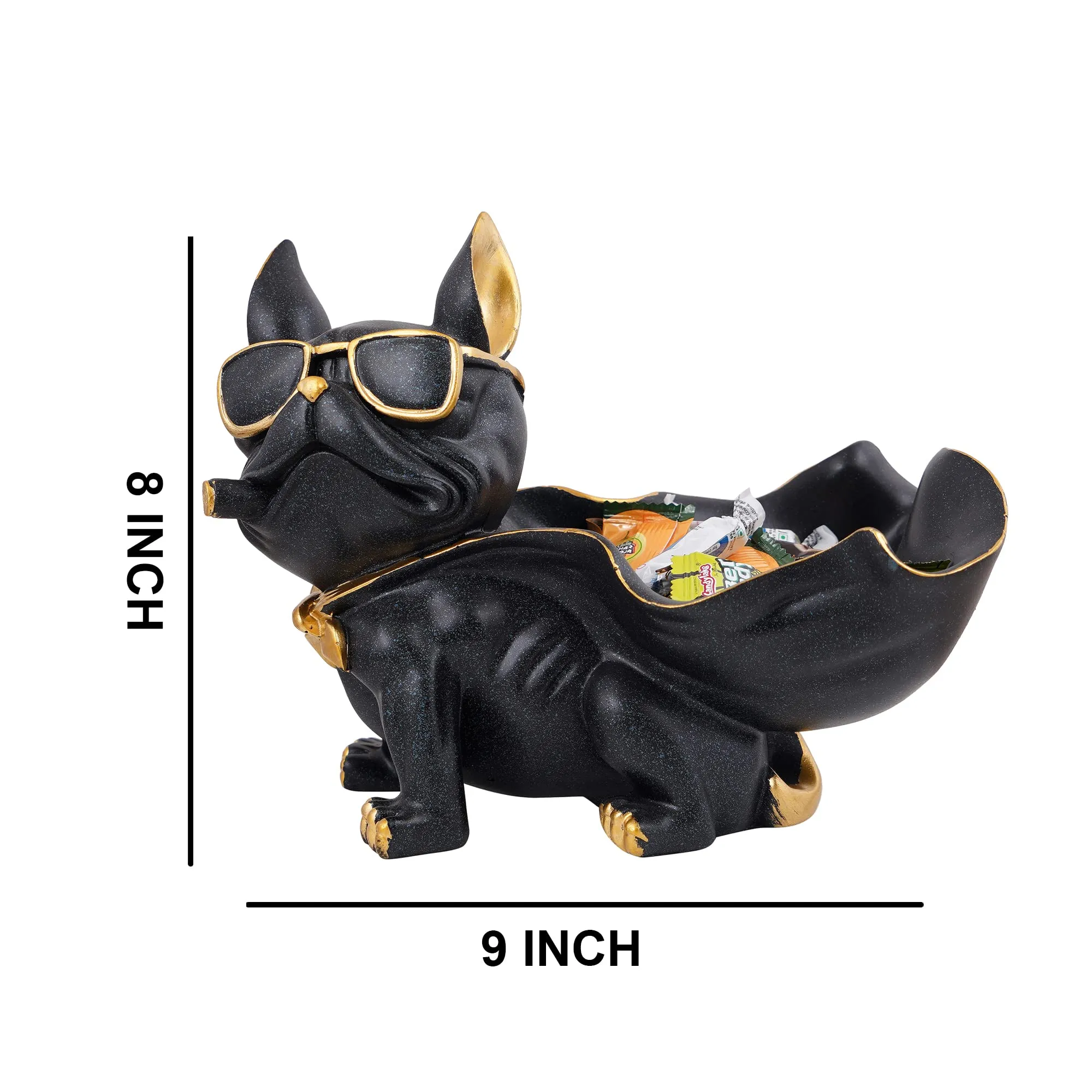 zart Dog Showpiece for Home Decor showpiece (7.5 inch)(Resin, Black)